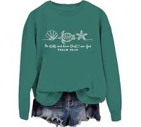 Sudadera cristiana con texto en inglés "Be Still And Know That I Am God" para mujer, inspiradora Pascua Jesús, Verde-y, M
