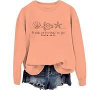 Sudadera cristiana con texto en inglés "Be Still And Know That I Am God" para mujer, inspiradora Pascua Jesús, Naranja-y, S