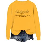 Sudadera cristiana con texto en inglés "Be Still And Know That I Am God" para mujer, inspiradora Pascua Jesús, Amarillo-y, S