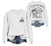 Sudadera cristiana Follow The Word Not The Herd, sudadera cristiana para mujeres y hombres, blanco, M