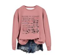 Sudadera de biblioteca para mujer, cuello redondo, con gráfico, para lector, bibliotecario, profesor, informal, cómoda, suave, elástica, elegante, de gran tamaño, rosa, XXL