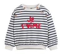 Sudadera de botones, con rayas y mensaje, de felpa. Talla 81 cm (18 meses). Color Rayas Crudo/Azul