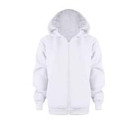 Sudadera de color liso con cremallera, chaqueta larga con capucha y manga superior para niñas y niños (2), blanco, 6-7 años