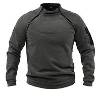 Sudadera de cremallera con cuarto de cremallera para hombre, táctica y de combate, elegante, de manga larga, con sudaderas de forro polar, cuello redondo, cremallera lateral, suéteres cálidos y