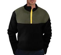 Sudadera de cuello polo con cremallera de un cuarto para hombre, sudadera inteligente con bloqueo de color, sudadera informal de punto gofre, sudaderas cálidas de invierno, sudaderas de manga larga