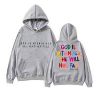 Sudadera de cuello redondo con capucha para el día del padre, sudadera con capucha God Is In Her con capucha de gran tamaño para mujer, gris, 5XL