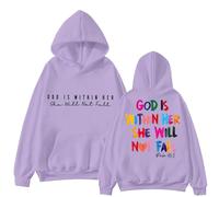 Sudadera de cuello redondo con capucha para el día del padre, sudadera con capucha God Is In Her con capucha de gran tamaño para mujer, Morado (, 5XL