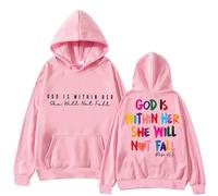 Sudadera de cuello redondo con capucha para el día del padre, sudadera con capucha God Is In Her para mujer, rosa, 5XL