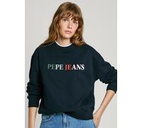 Sudadera de cuello redondo con logotipo Mujer Talla XS. Color Azul