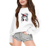 Sudadera de Cuello Redondo Manga Larga con Estampado Textual para Niñas Temporada Otoño Invierno Abrigo Confortable (White, 13-14 Years)