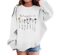 Sudadera de Cuello Redondo Manga Larga para niñas Tejido Ligero con diseño de Estampado Lettering cómoda Blusa Deportiva Infantil (White, 5-6 Years)