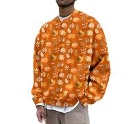 Sudadera de cuello redondo para hombre, sudadera casual con estampado de hojas de calabaza de Acción de Gracias, ropa de vacaciones de moda, Calabazas de otoño, XL
