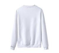 Sudadera de cuello redondo para hombre, sudadera clásica, sudadera de color sólido, suéter versátil, simple, informal, deportivo, grueso, sin capucha, Blanco, M