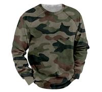 Sudadera de cuello redondo, sudadera de manga larga de camuflaje, casual, elegante, para entrenamiento, cuello redondo, suéter militar superior, elástico, suave, ropa de camuflaje, ligera, cómoda