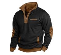 Sudadera de cuello vintage con cremallera para hombre, sudadera clásica para exteriores, sudadera inteligente y cómoda, para golf, senderismo, cuello polo, sudaderas de moda, sudaderas atléticas
