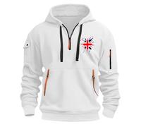 Sudadera de forro polar con capucha para hombre, para fin de semana, primavera, otoño e invierno, impresión 2D, bandera nacional, retro, múltiples bolsillos, media cremallera, ropa de trabajo para