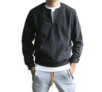 Sudadera de forro polar con cremallera de un cuarto para hombre, ligera, de manga larga, sudadera básica, sudadera casual Henley con cuello redondo, camisas cálidas de invierno, camisas de trabajo al