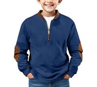 Sudadera de forro polar con cremallera de un cuarto para niños y niños, sudadera de gran tamaño, con media cremallera, para baloncesto, ligera, atlética, ropa de manga larga, azul marino, 16-17 años