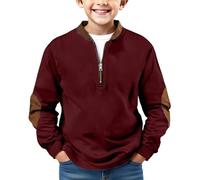Sudadera de forro polar con cremallera de un cuarto para niños y niños, sudadera de gran tamaño, con media cremallera, para baloncesto, ligera, atlética, ropa de manga larga, Vino, 4-5 años