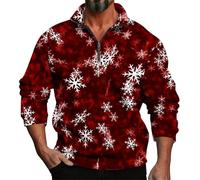 Sudadera de forro polar con cremallera para hombre, sin capucha, manga larga, para otoño, invierno, Navidad, impresión 3D, casual, personalidad, cómoda, suelta, un tercio con cremallera, ropa de