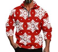 Sudadera de forro polar con cremallera para hombre, sin capucha, manga larga, para otoño, invierno, Navidad, impresión 3D, casual, personalidad, cómoda, suelta, un tercio con cremallera, ropa de