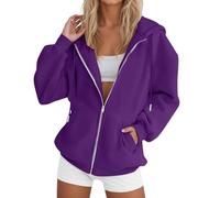 Sudadera de forro polar con cremallera para mujer, sudadera con capucha para mujer, talla grande, sudadera con capucha, chaquetas deportivas, ropa deportiva, sudaderas de otoño, Morado Oscuro, L