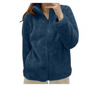 Sudadera de forro polar de invierno para mujer, cálida con cremallera, chaqueta de invierno corta de forro polar sin capucha, chaqueta de invierno con forro polar, color liso, abrigo de felpa sherpa