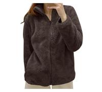 Sudadera de forro polar de invierno para mujer, cálida con cremallera, chaqueta de invierno corta de forro polar sin capucha, chaqueta de invierno con forro polar, color liso, abrigo de felpa sherpa