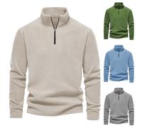 Sudadera de forro polar para hombre, cálida, media cremallera, microforro polar con cremallera de 1/4, ligera, resistente al viento, sudadera deportiva con cuello alto, camiseta térmica para otoño