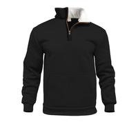 Sudadera de forro polar para hombre, sudadera de manga larga con cremallera de un cuarto, sudaderas casuales de invierno, sudaderas lisas de primera calidad, cálidas, ligeras, para el trabajo, Negro
