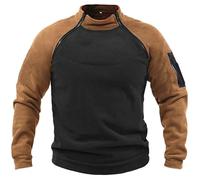 Sudadera de Forro Polar para Hombre Tops de Forro Polar para Hombre Manga Larga Color Combinado Exterior Militar Táctico Top Hombre Chaqueta Pullover Táctica del Ejército Sudaderas Oversized para