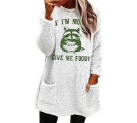 Sudadera de forro polar para mujer 2025, sudadera de manga larga con bolsillo de felpa para entrenamiento al aire libre, abrigo térmico, regalos de Navidad, blanco, S