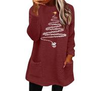 Sudadera de forro polar para mujer, blusa acogedora, térmica, sin capucha, para interiores y exteriores, entrenamiento, abrigo térmico, regalos de Navidad, rosso, L