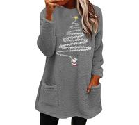 Sudadera de forro polar para mujer, blusa acogedora, térmica, sin capucha, para interiores y exteriores, entrenamiento, abrigo térmico, regalos de Navidad, gris, 3XL