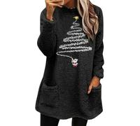 Sudadera de forro polar para mujer, blusa acogedora, térmica, sin capucha, para interiores y exteriores, entrenamiento, abrigo térmico, regalos de Navidad, Negro, XXL