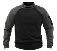 Sudadera de Forro Polar Sin Capucha para Hombre - Táctica Militar Con Cremallera, Resistente Al Viento, Cuello Alto y Bolsillo - Sudadera de Combate