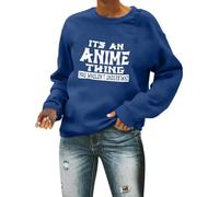 Sudadera de fútbol para mujer, cuello redondo, con texto en inglés "It's An Anime Thing You Wouldn'T Understand Fall Graphic Football Lover Outfits Long Sleeve Baseball Game Day Workou Football Season