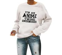 Sudadera de fútbol para mujer, cuello redondo, con texto en inglés "It's An Anime Thing You Wouldn'T Understand Fall Graphic Football Lover Outfits Long Sleeve Baseball Game Day Workou Football Season