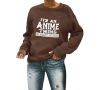 Sudadera de fútbol para mujer, cuello redondo, con texto en inglés "It's An Anime Thing You Wouldn'T Understand Fall Graphic Football Lover Outfits Long Sleeve Baseball Game Day Workou Football Season