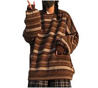 Sudadera de Gatos a Rayas Top de Punto de Manga Larga Manta Suave (Café, M)