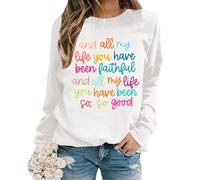 Sudadera de gran tamaño con cuello redondo para mujer, manga larga, con estampado de letras, ligera, holgada, informal, cómoda, suave, talla grande, sudaderas estampadas, blanco, S