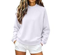 Sudadera de gran tamaño con cuello redondo y hombros caídos para mujer, sudadera de forro polar de manga larga | Ropa casual de otoño para uso diario en la calle | Ajuste cómodo y suave, grueso