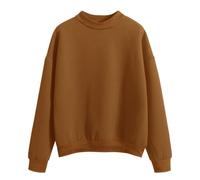 Sudadera de gran tamaño para mujer sin capucha - Top de mujer de manga larga elegante túnica afelpada cómoda suave sudaderas cuello redondo moda ligera casual color sólido Inter ropa de invierno casa