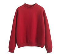 Sudadera de gran tamaño para mujer sin capucha - Top de mujer de manga larga elegante túnica afelpada cómoda suave sudaderas cuello redondo moda ligera casual color sólido Inter ropa de invierno casa