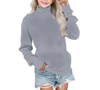 Sudadera de gran tamaño para niñas, sin capucha, suave, de manga larga, clásica, cuello alto, sudadera con capucha para otoño e invierno, a la moda, coreana, casual, Harajuku, con bolsillo, gris