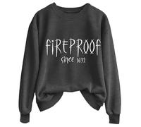 Sudadera de Halloween a prueba de fuego desde 1692 para mujer, lindas camisetas de bruja, tallas grandes, disfraces de Halloween, camisetas de manga larga, ropa de moda para vacaciones, gris oscuro, M