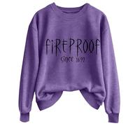Sudadera de Halloween a prueba de fuego desde 1692 para mujer, lindas camisetas de bruja, tallas grandes, disfraces de Halloween, camisetas de manga larga, ropa de moda para vacaciones, Morado (, XL