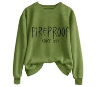 Sudadera de Halloween a prueba de fuego desde 1692 para mujer, lindas camisetas de bruja, tallas grandes, disfraces de Halloween, camisetas de manga larga, ropa de moda para vacaciones, verde, 3XL