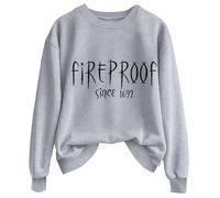 Sudadera de Halloween a prueba de fuego desde 1692 para mujer, lindas camisetas de bruja, tallas grandes, disfraces de Halloween, camisetas de manga larga, ropa de moda para vacaciones, gris, XXL