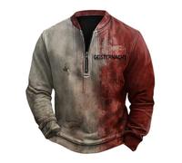 Sudadera de Halloween con media cremallera para hombre, con impresión 3D, casual, para invierno, sudaderas para exteriores, vintage, sin capucha, manga larga, suéter aterrador de sangre, cómodo y a la